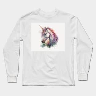 Unicorn Watercolour Painting Long Sleeve T-Shirt